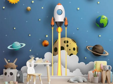 3D Space Theme Kids Wallpaper with Solar System on Sale