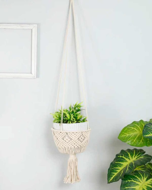 Double Diamond Chain Cotton Hanging Planter Pot Online Sale