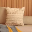 Stripes Bars Tufted Cotton Cushion Covers | Set of 2 | 20 x 20 Inches Cheap