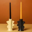 Beige & Black Abstract Design Ceramic Candle Holders | Set of 2 | 3 x 4 inches For Discount