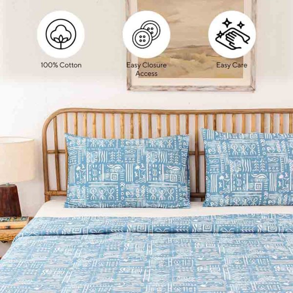 Blue Gamathi Cotton Duvet Cover | Single Size | 60 x 90 Inches Hot on Sale