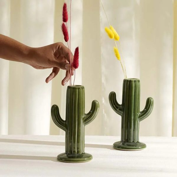 Ceramic Cactus Vases | Set Of 2 Cheap