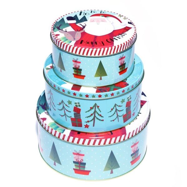 Joyful Santa Round Storage Box | Set of 3 Discount