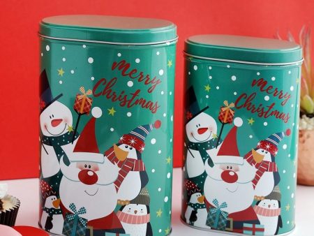 Green Santa & Friends Green Tall Storage Box | Set of 2 Discount