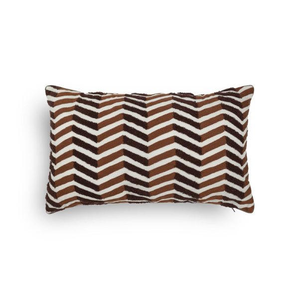 Hand Embroidered Brown Lahar Linen Cushion Cover | 12 x 12 inches , 16 x 16 inches , 12 x 20 inches Hot on Sale