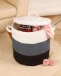 Tri Color Cotton Storage Basket With Lid Cheap