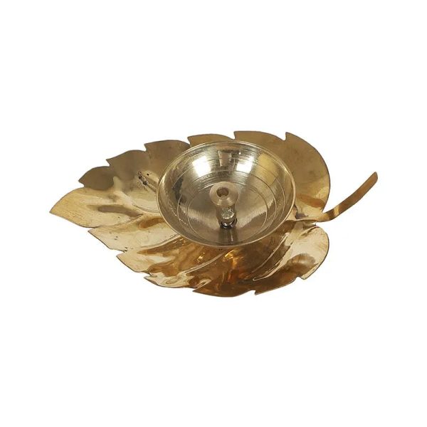 Majestic Handmade Brass Leaf Design Diya | 4 x 3 inches Online