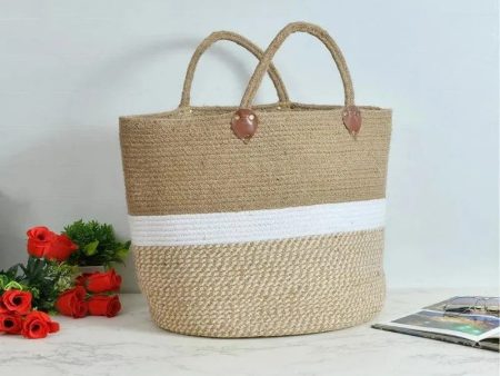 White Zigzag Jute Storage Basket | 18 X 20 Inches Hot on Sale