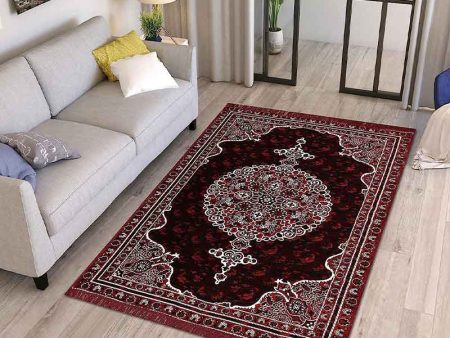 Floral Ethnic Velvet Touch Abstract Chenille Carpet | 7 x 5 Feet Online Sale