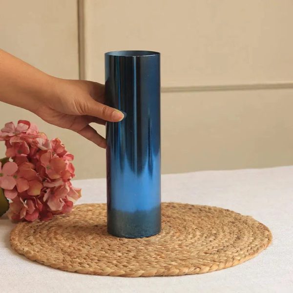 Blue Cylindrical Vase For Discount