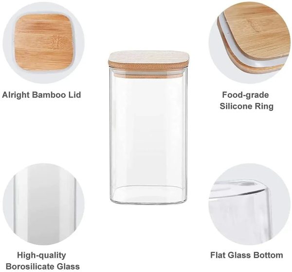 Glass Bamboo Lid Air Tight Jar | 700 ml | Set of 2 Online