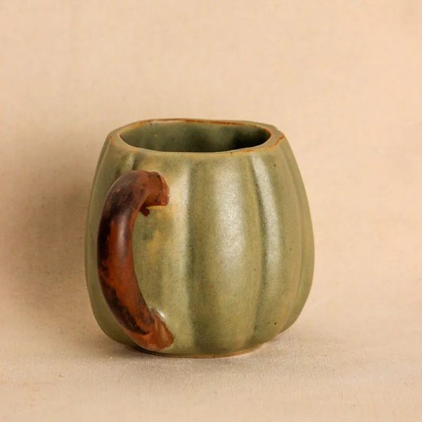 Sage Pumpkin Ceramic Coffee Mug With Brown Handle Online Hot Sale