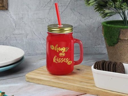 Mason Jar with Lid & Straw | 500 ml For Discount