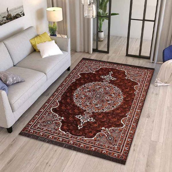 Floral Ethnic Velvet Touch Abstract Chenille Carpet | 7 x 5 Feet Online Sale