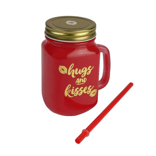 Mason Jar with Lid & Straw | 500 ml For Discount