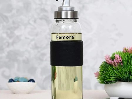 Borosilicate Glass Oil Dispenser with Metallic Lid | 500 ml | Set of 2 Online now