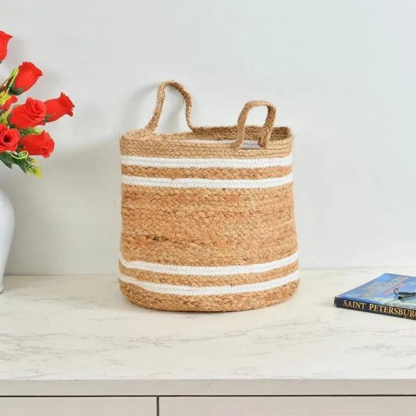 Braided Jute Cotton Basket | 12 Inches Online