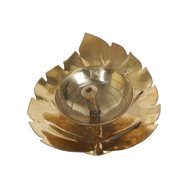 Majestic Handmade Brass Leaf Design Diya | 4 x 3 inches Online