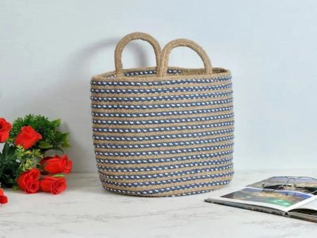 Blue Circle Jute Storage Basket | 11 inch Online Hot Sale