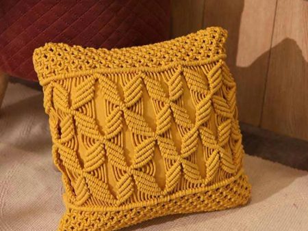 Floral Pattern Macrame Cushion Cover | 16 x 16 inches Online Hot Sale