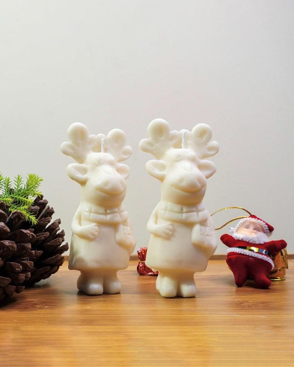 Christmas Reindeer Fragrance Free Candle | Set of 2 | 7.6 x 2.5 cm   3 x 1 inches Discount