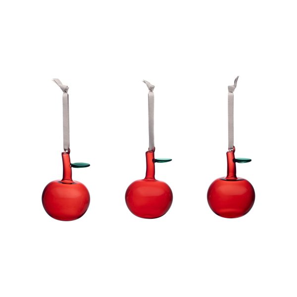 Glass Apple Ornament (Set of 3) Online Sale