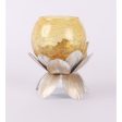 Elegant Golden Glass Lotus Tealight Holder | Gold Discount