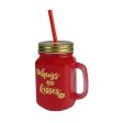 Mason Jar with Lid & Straw | 500 ml For Discount