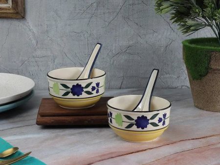 Ceramic Soup Bowls with Spoons | Set of 2 Online Hot Sale