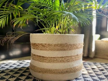 Jute Basket | White Circle Broad For Discount