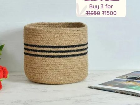 Black Circle Jute Basket | 6 Inches Online Hot Sale